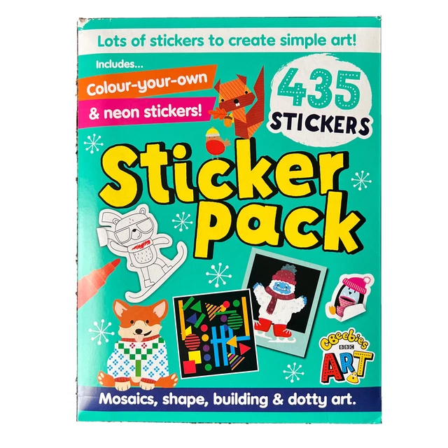 CBEEBIES ART STICKERS Pack 435 Stickers Colour Your Own And Neon NEW ...