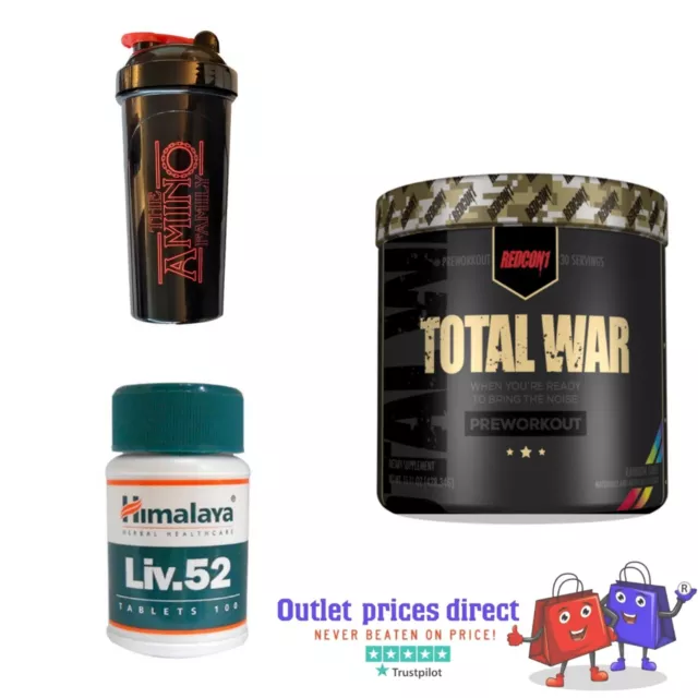 REDCON1 Total War Pre-Workout Powder - MULTIPLE FLAVOURS-SHAKER BOTTLE-LIV 52