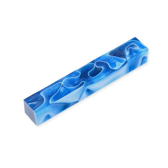 Pluma de acrílico en blanco, perla azul océano con líneas blancas, torneado de madera único heredado