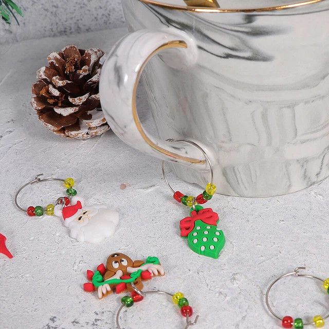 12 piezas Navidad vino encanto vino copa decoraciones vacaciones taza identificador