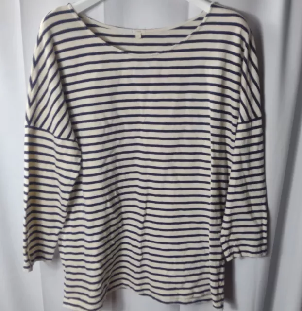 J Crew Womens Black & White Striped Long Sleeve Shirt Large