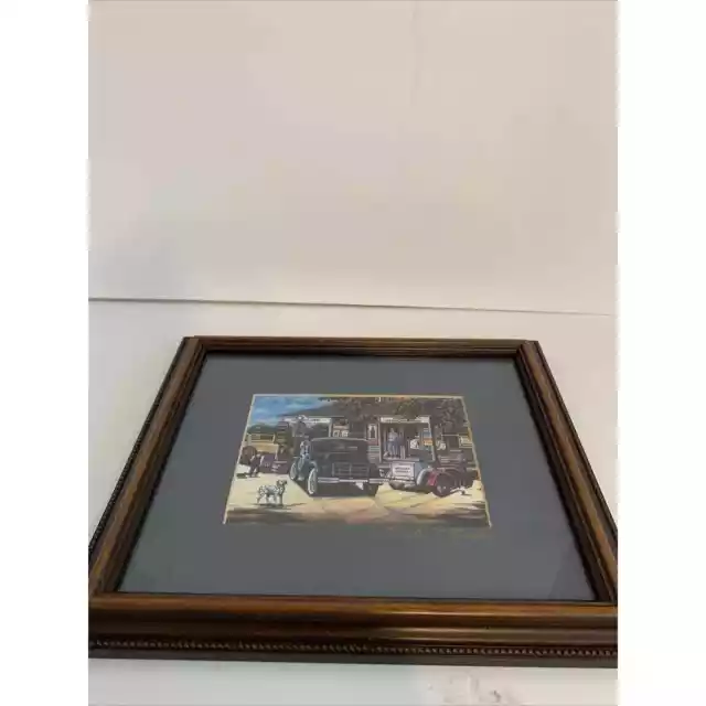 Pamela Renfroe Looking Back Gas General Store Signed Framed Matted 1993 Vtg