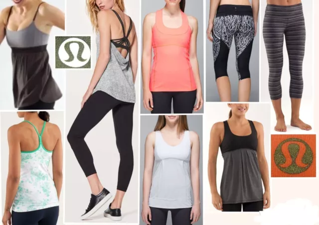 huge lot LULULEMON tanks crop leggings power y bliss scoop neck wunder womens 8