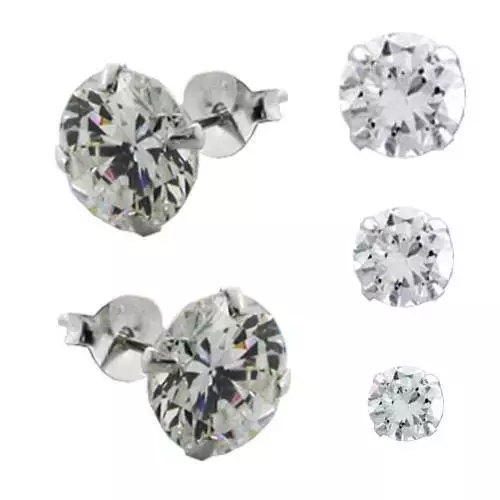 1 Par Redondo 925 Pendiente Plata de Ley Circonio Strass Hip Hop Pendientes