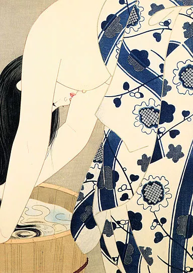 Washing Her Hair 22x30 Japanese Print by Ito Shinsui Asian Art Japan