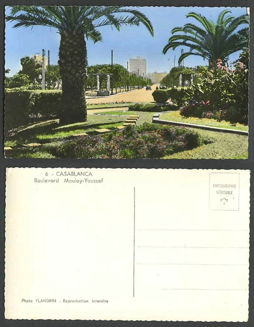 Marokko Casablanca alte RP Postkarte Boulevard Moulay-Youssef, Gartenstraßenszene