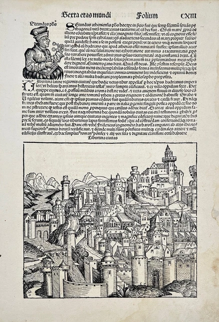 Antique Print - Tivoli - Italy in the Liber Chronicarum- Nuremberg Chronicle