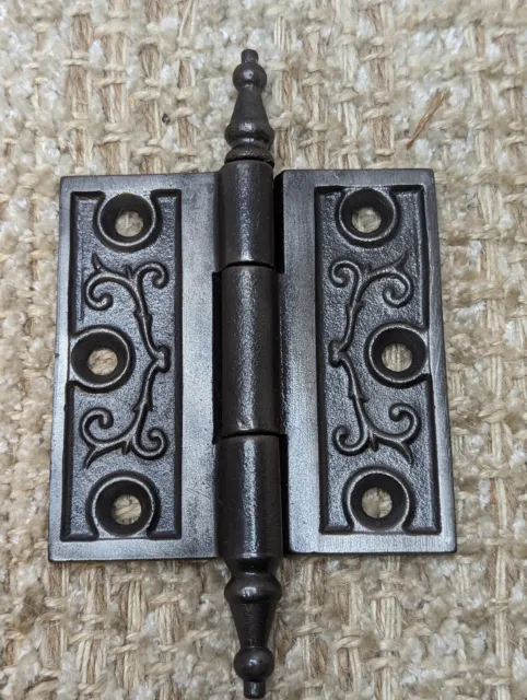 3" x 3" Antique Ornate Cast Iron Steeple Hinge