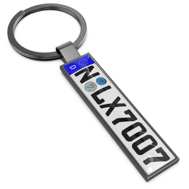 Farbe:GRAU.Schlüsselanhänger KFZ Kennzeichen für VW OPEL MERCEDES FORD AUDI Auto