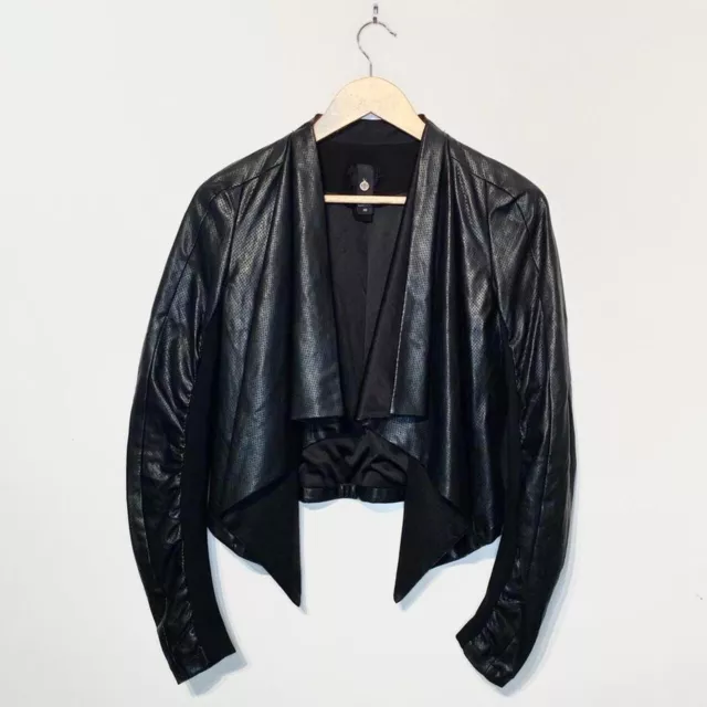 Size Extra Small / XS - NU - Black cropped faux leather jacket