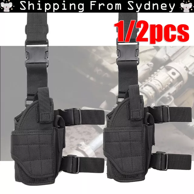 Military Tactical Puttee Thigh Gun Holster Leg Pistol Pouch Outdoor Hunt Sports