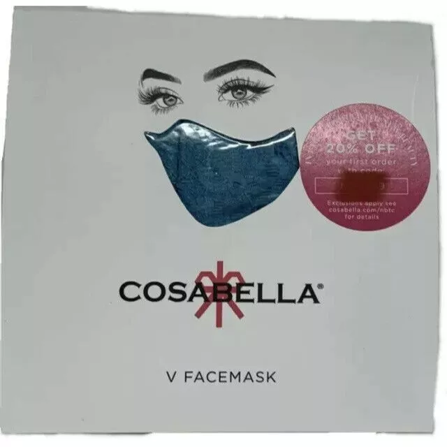 Cosabella Face Mask Never Say Never V in Picasso Blue NEVER9923 Pleated One Size