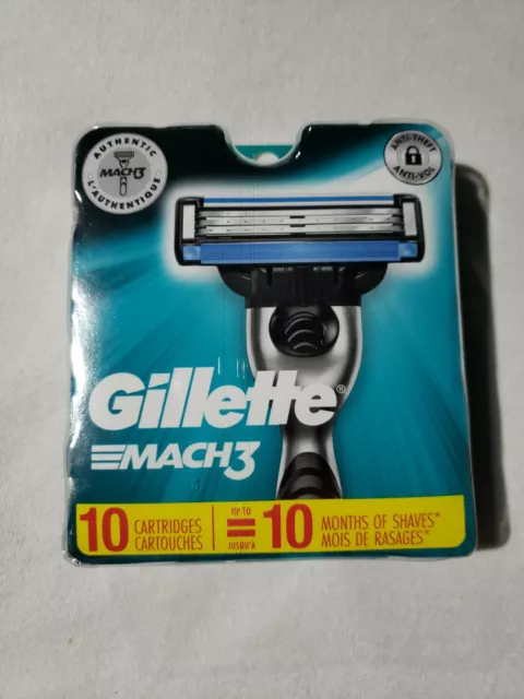 Paquete de 10 cuchillas de afeitar de recarga Gillette Mach3 Mach 3 nuevas selladas envío gratuito