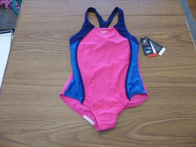 Speedo One Piece Swimsuit Girls Size 16 Slimming Pool Beach Lake River Pink NEW