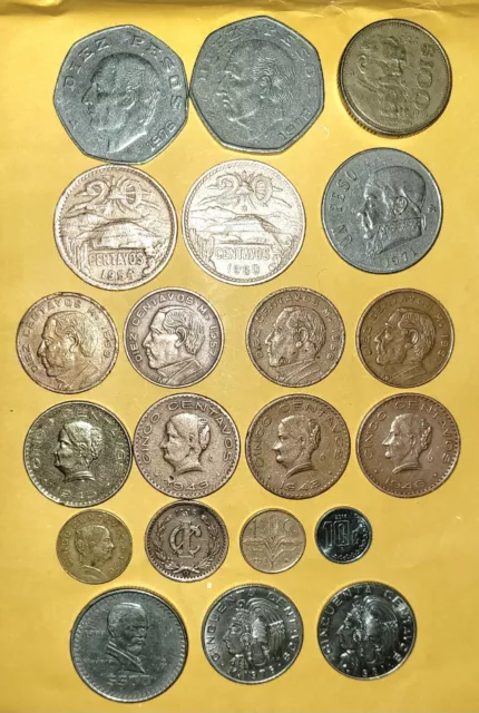 OLD MEXICAN COIN LOT Of 21 Coins Total 1905-PRESENT