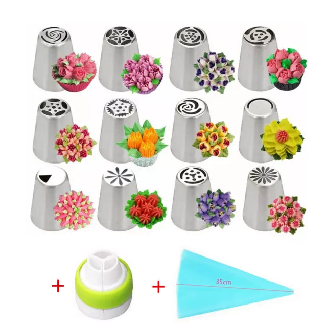 12pcs Russian Piping Tips Nozzle Set Baking Supplies Tulip Cupcake Flower Icing