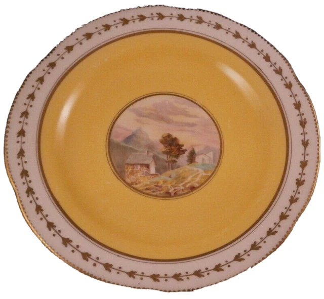 Ancien 19thC unknown Porcelaine Jaune Sol Scenic Plaque Pinxton Paris Derby