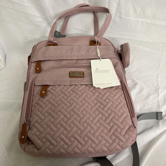 BabbleRoo Diaper Bag Backpack, Nappy Changing Bags W changing Pad Pink