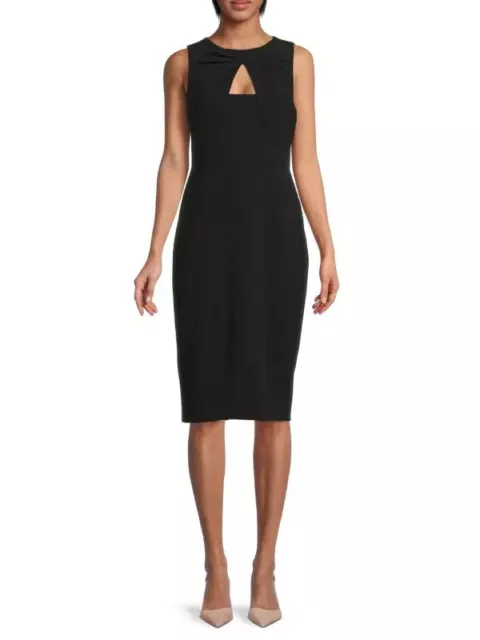 NEW Calvin Klein BLACK Twist Cut-Out Sheath Sleeveless Dress size 4, 6