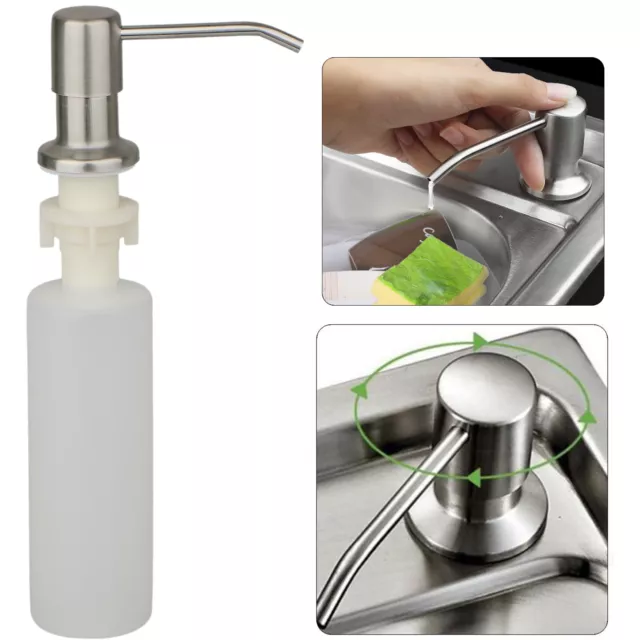 Stainless Steel Soap Dispenser Kitchen Sink Bath Hands Liquid Pump Bottle 300ML