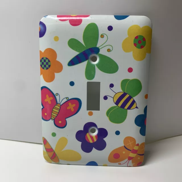 AmerTac Light Switch Flush Device Cover Plates Retro Bright Butterflies Flowers