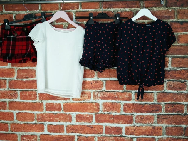 Pacchetto Ragazze 7-8 Anni Next H&M Pantaloncini Top Party Tartan Sparkly Bambini 128Cm