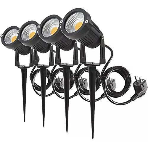 aulyun lot de 4 Spots Jardin Orientables Spot LED Cob 5W 220V avec Blanc Chaud