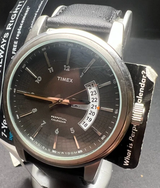 NWT NOS MEN'S Timex Perpetual Calendar Analog Watch $14.50 - PicClick