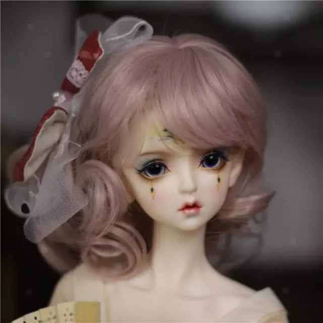 1/3 BJD Doll Wig Long Curly Hair for Dollfie DIY Hairpiece Light Pink