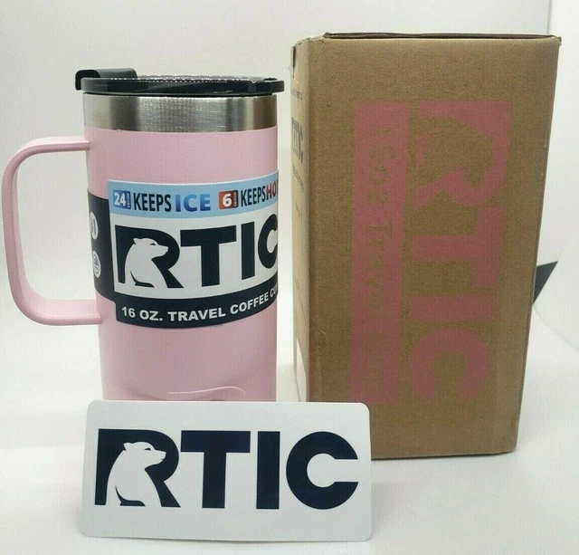 RTIC 16 oz. Travel Coffee Cup. Color: Flamingo. Double Wall Vacuum Insulated