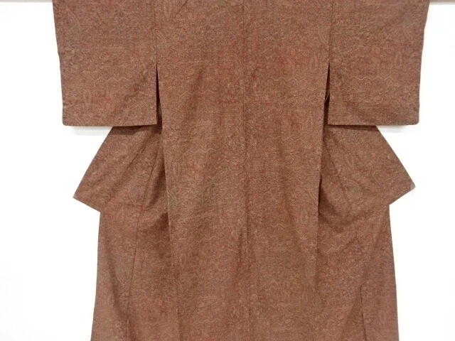 6432418: Japanese Kimono / Antique Hitoe Kimono / Tsumugi / Floral Sarasa