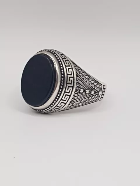 Eleganter Herren Damen Ring aus Silber 925er Sterlingsilber mit schwartzen Stein