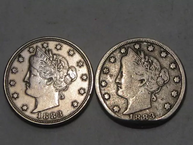 2 1883 N/C Pas De Cents " V " Liberty Nickels : Au Nettoyé & Coupé ? #7