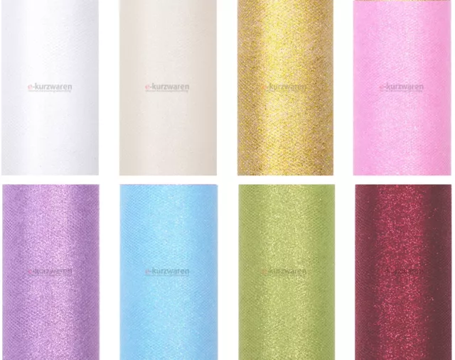 9m Tüll Glitzer Rolle 15cm Glitter Stoff Tischläufer Floristik Deko 0,35€/m