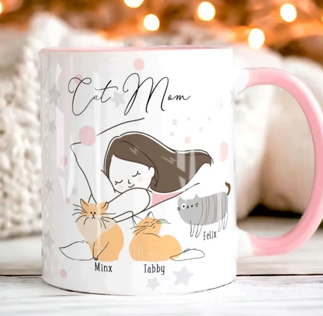 CAT MOM Personalised Name Cat Mug, Personalised Mug, Cat Lover Gift Her, CAT MUM