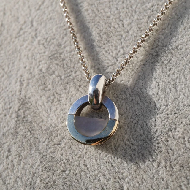 Movado 18k & Sterling Chalcedony Half Moon Pendant Necklace - Free Shipping USA Movado 18k & Sterling Chalcedony Half Moon Pendant Necklace - Free Shipping USA