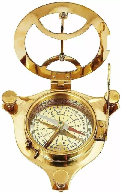 Vintage London west maritime antique SUNDIAL COMPASS brass nautical Christmas. 3