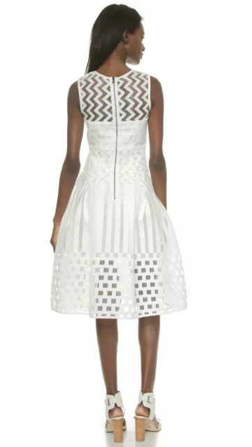 Milly Illusion Filament Inverted Pleat White A-line Dress NWT $750.00 Size 4 S 2