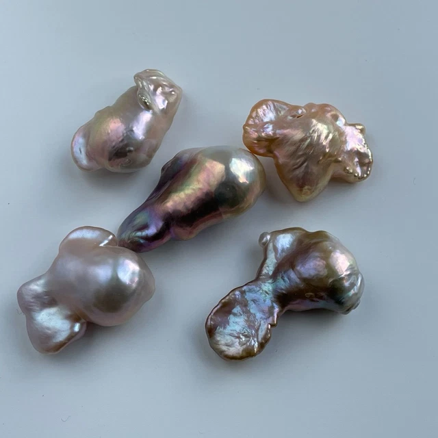 Lot De 5 Très Grandes Perles De Culture Baroques D'eau Douce - Modèle N-09 - Occasion