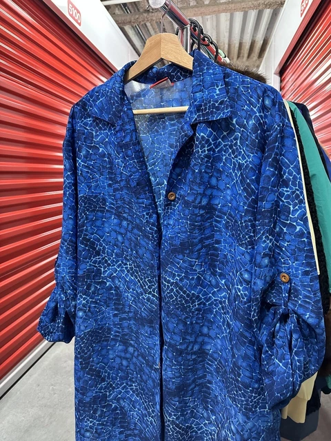 Vintage Cole Of California Blue Pool Water Reflection Over Sized Swim Cover Up M