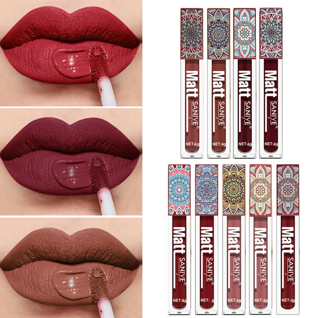Lápiz labial líquido resistente al agua de larga duración cosméticos humectante ~