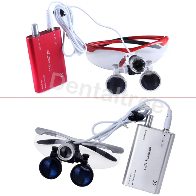 3.5X-R Dental Surgical Binocular Loupes Glasses + LED Head Light Lamp Kit