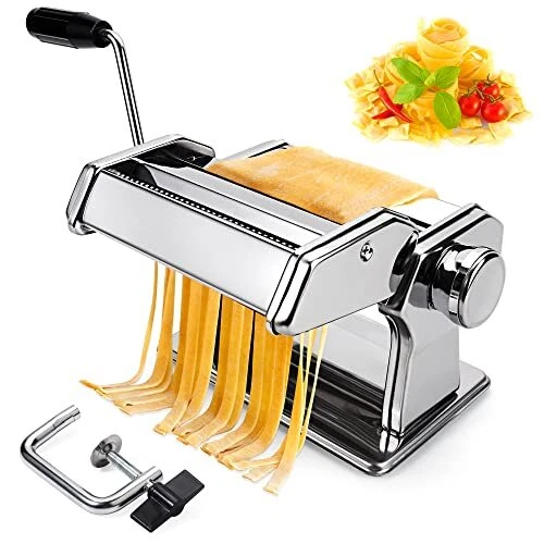 Máquina para hacer pasta, máquina para rodillos de pasta con 7 ajustes de grosor ajustables,