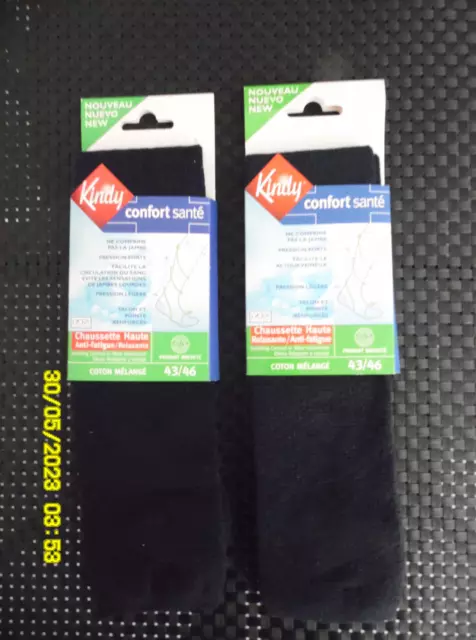 C11/ 2 Paires De Chaussettes Kindy  Confort Sante  Taille 43/46   Size 8 1/2 /11