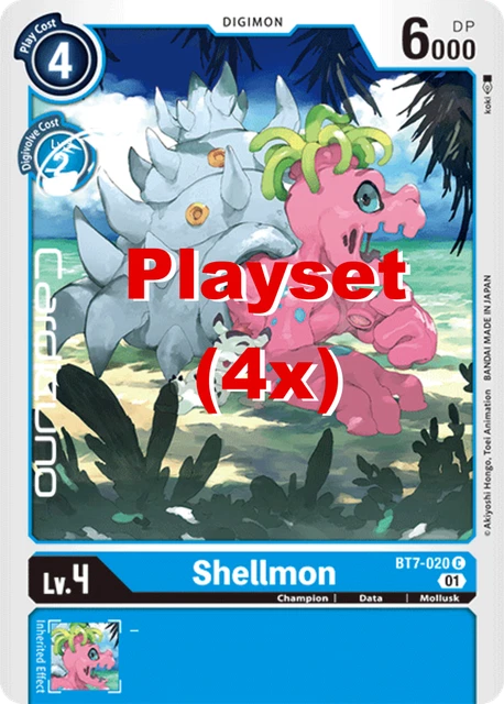 SHELLMON BT7-020 PLAYSET (4x) EN Digimon Next Adventure cartolina da ...