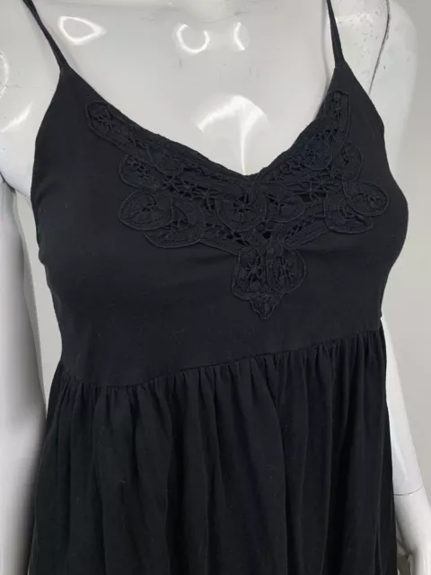 Michael Stars Anthropologie Black OS Babydoll Shift Empire Crochet Lace Dress 2