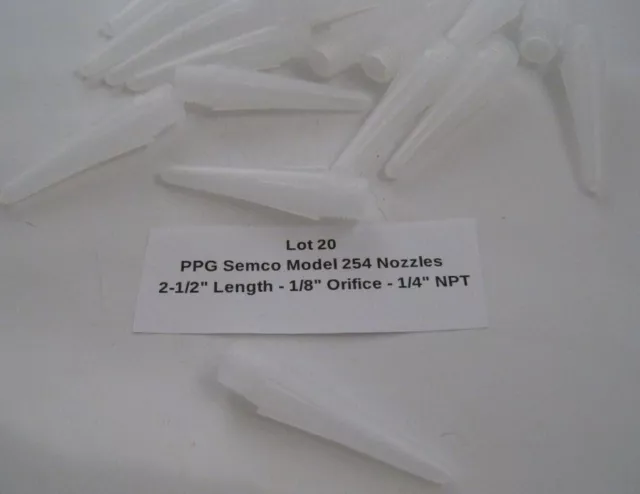 Lot of 20 PPG Semco Model 254 Nozzles 2-1/2" Length - 1/8" Orifice - 1/4" NPT -