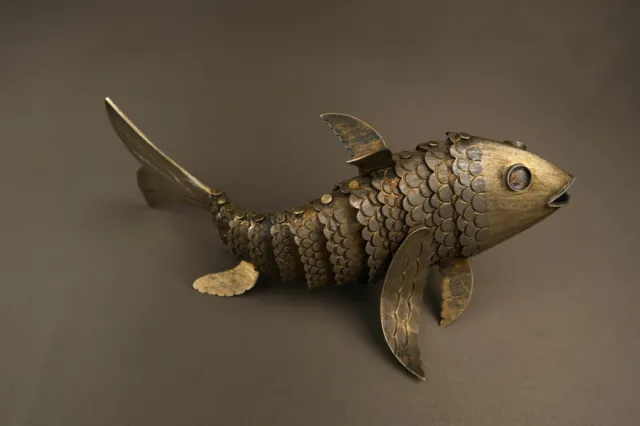 Vintage MEXICO Gilt Sterling Silver Articulated Fish