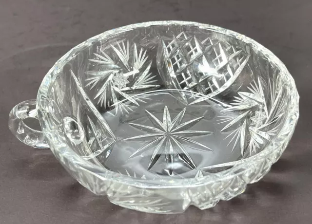 Antique American Brilliant ABP Crystal Glass Hand Cut Nappy Candy Dish Art Deco