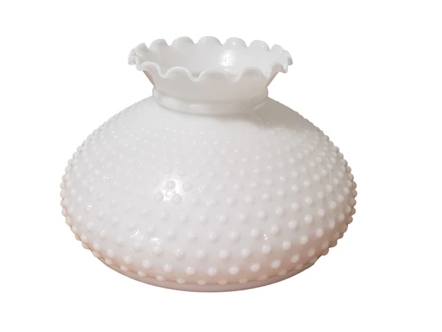 Vintage Hurricane Hobnail Lamp ShadeLarge  White Milk Glass Fits 12 Inch Holder
